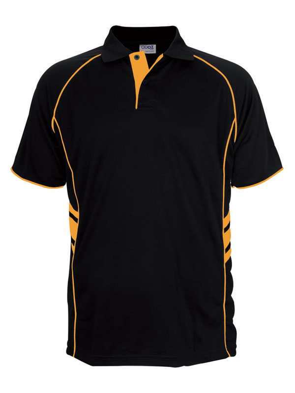 Defender Polo Shirt,Cool Dry, Light weight, Breathable,  Black / Gold, Cool Dry